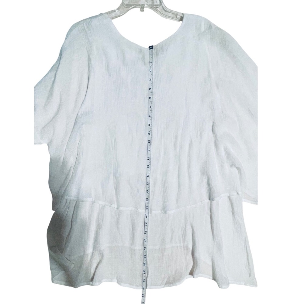 Umgee White Layered Gauze Tunic Top Boho Oversized Short Sleeve Medium NEW - Picture 9 of 11
